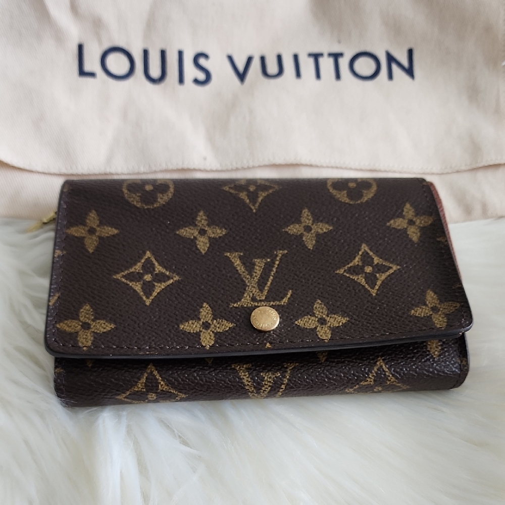 Louis Vuitton Brown Monogram Bifold Coated Canvas Wallet Vintage VGC w/ Dustbag